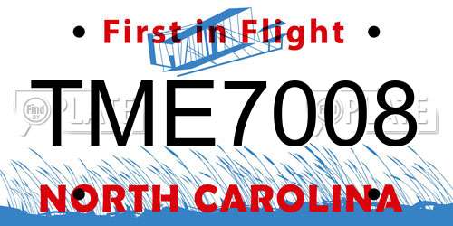 TME7008 North Carolina License Plate