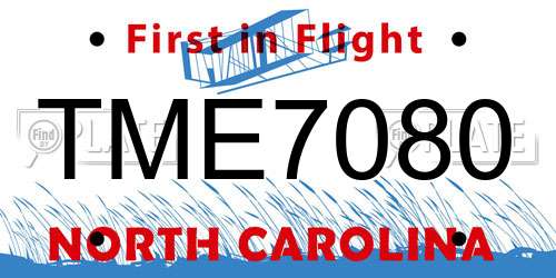 TME7080 North Carolina License Plate