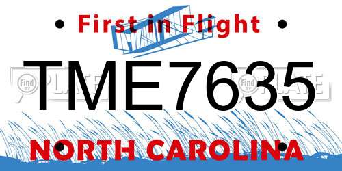 TME7635 North Carolina License Plate