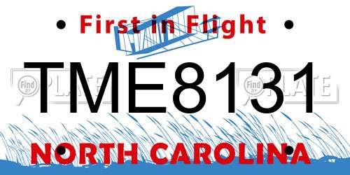 TME8131 North Carolina License Plate