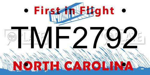 TMF2792 North Carolina License Plate