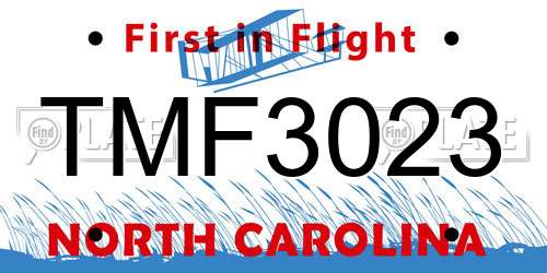 TMF3023 North Carolina License Plate