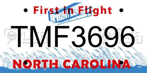TMF3696 North Carolina License Plate