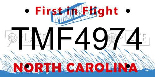 TMF4974 North Carolina License Plate