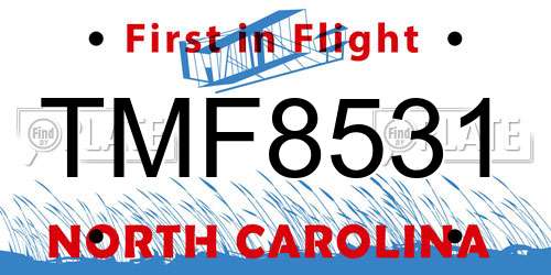 TMF8531 North Carolina License Plate