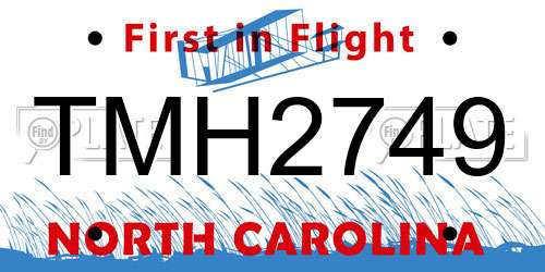 TMH2749 North Carolina License Plate
