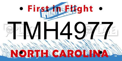 TMH4977 North Carolina License Plate