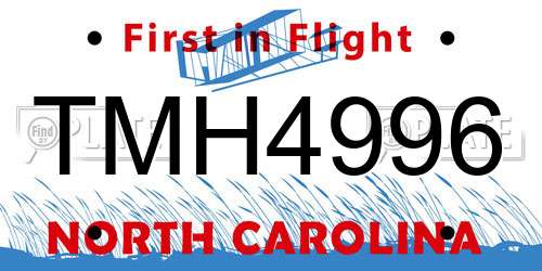 TMH4996 North Carolina License Plate
