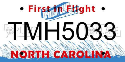 TMH5033 North Carolina License Plate