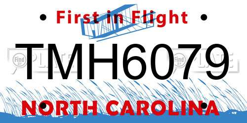 TMH6079 North Carolina License Plate