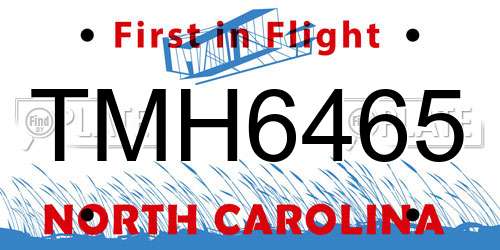 TMH6465 North Carolina License Plate