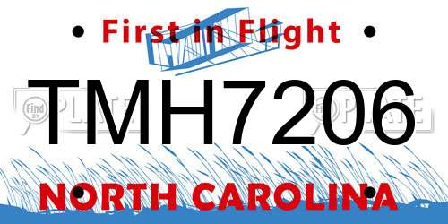 TMH7206 North Carolina License Plate