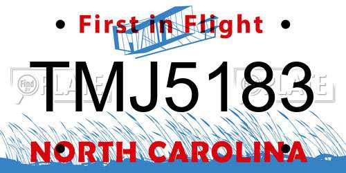 TMJ5183 North Carolina License Plate