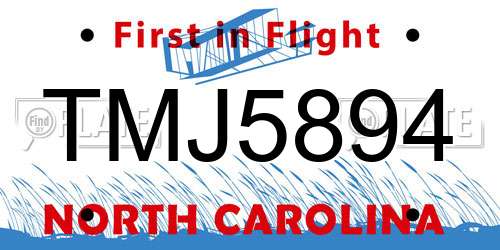 TMJ5894 North Carolina License Plate