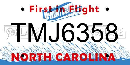 TMJ6358 North Carolina License Plate
