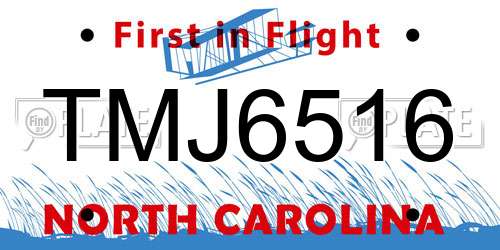 TMJ6516 North Carolina License Plate
