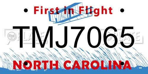 TMJ7065 North Carolina License Plate