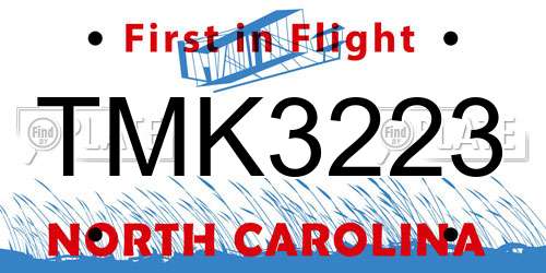 TMK3223 North Carolina License Plate