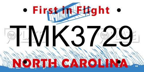 TMK3729 North Carolina License Plate