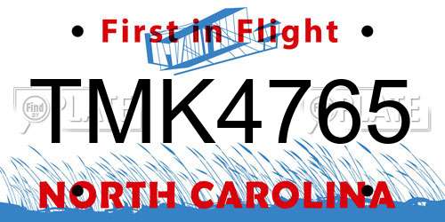 TMK4765 North Carolina License Plate