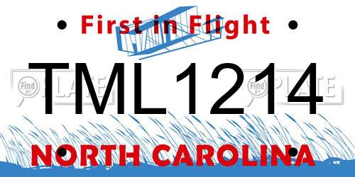 TML1214 North Carolina License Plate