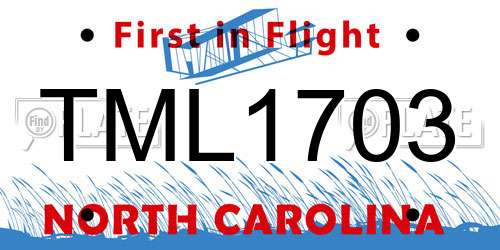 TML1703 North Carolina License Plate