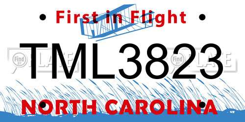 TML3823 North Carolina License Plate