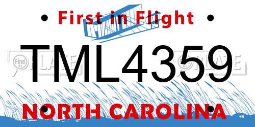 TML4359 North Carolina License Plate
