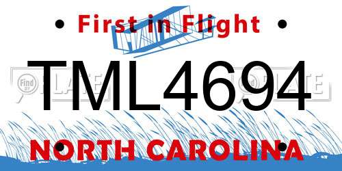 TML4694 North Carolina License Plate