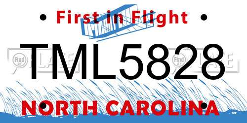 TML5828 North Carolina License Plate