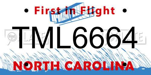TML6664 North Carolina License Plate