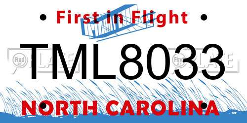 TML8033 North Carolina License Plate