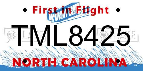 TML8425 North Carolina License Plate