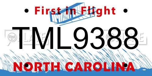 TML9388 North Carolina License Plate