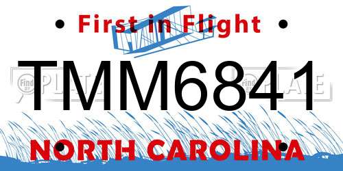 TMM6841 North Carolina License Plate