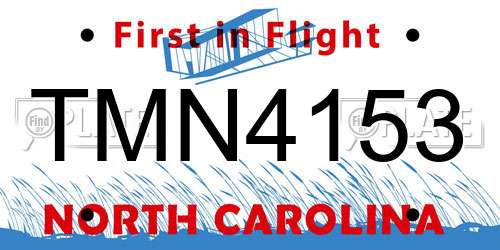 TMN4153 North Carolina License Plate