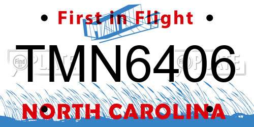 TMN6406 North Carolina License Plate