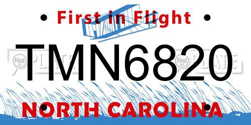 TMN6820 North Carolina License Plate