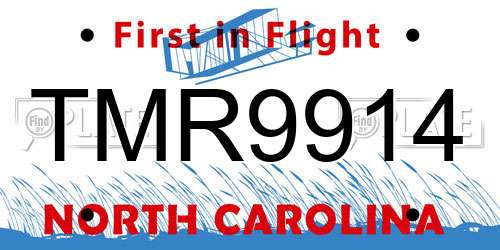 TMR9914 North Carolina License Plate