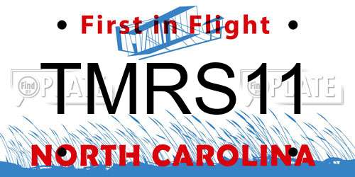 TMRS11 North Carolina License Plate