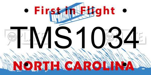 TMS1034 North Carolina License Plate