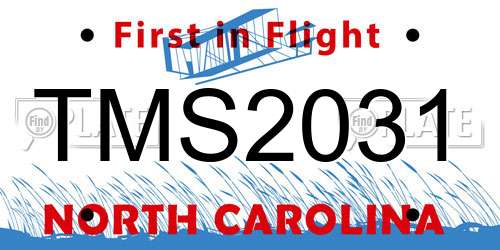 TMS2031 North Carolina License Plate