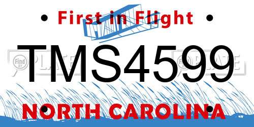 TMS4599 North Carolina License Plate
