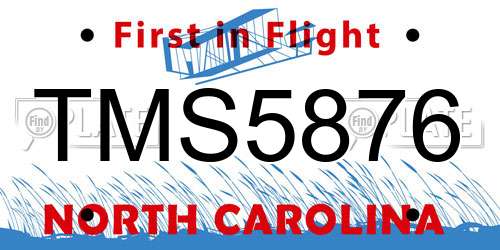 TMS5876 North Carolina License Plate