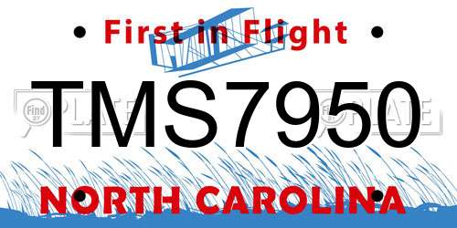 TMS7950 North Carolina License Plate