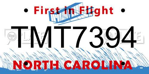 TMT7394 North Carolina License Plate