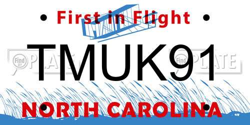 TMUK91 North Carolina License Plate