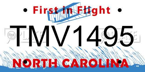 TMV1495 North Carolina License Plate