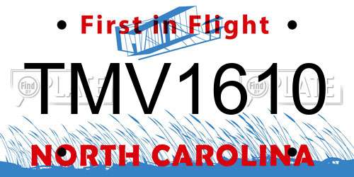 TMV1610 North Carolina License Plate