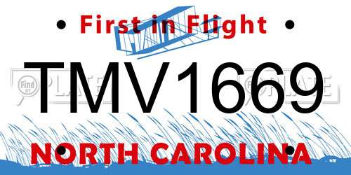 TMV1669 North Carolina License Plate
